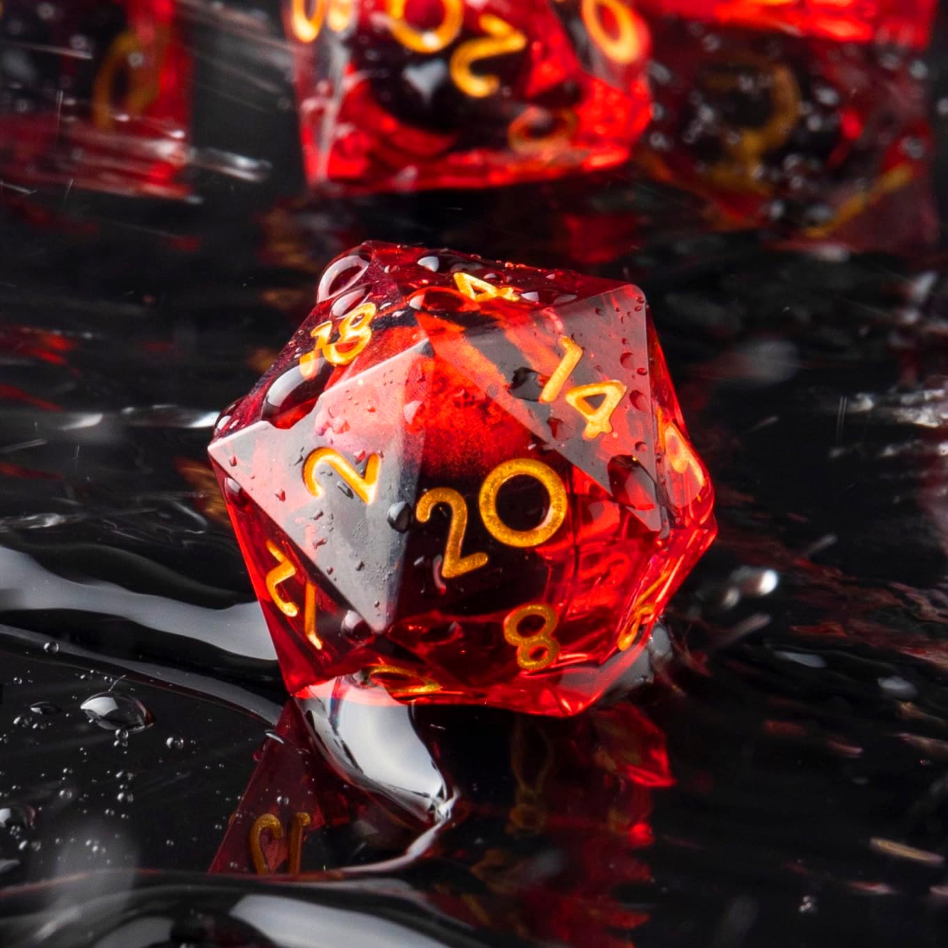 YEMEKO Beholder'S Eye D20 Dice Dragon Eye DND 22MM Single with Resin Sharp Edge 20 Sided D&D Handmade Polyhedral for Dungeons and Dragons, RPG, Roleplaying Games MTG Table Games(Blue Gold)