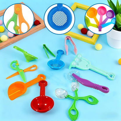 Hiawbon 20 PCS Sensory Bin Tools, Sensory Sand Tools Set, Sensory Bin Filler, Fine Motor Toys Handy Scooper Set, Sensory Bin Accessories Tool, Bin Scoops Plastic Tweezers Tongs Cups for 2+ Years Old