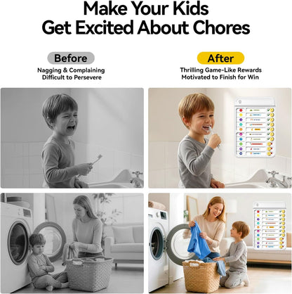Magnetic Chore Chart for Kids, ADHD Tools for Kids to Do List Checklist Task Board Routine Chart Visual Schedule for Fridge with 10 Sliders and Magnetic Marker - White