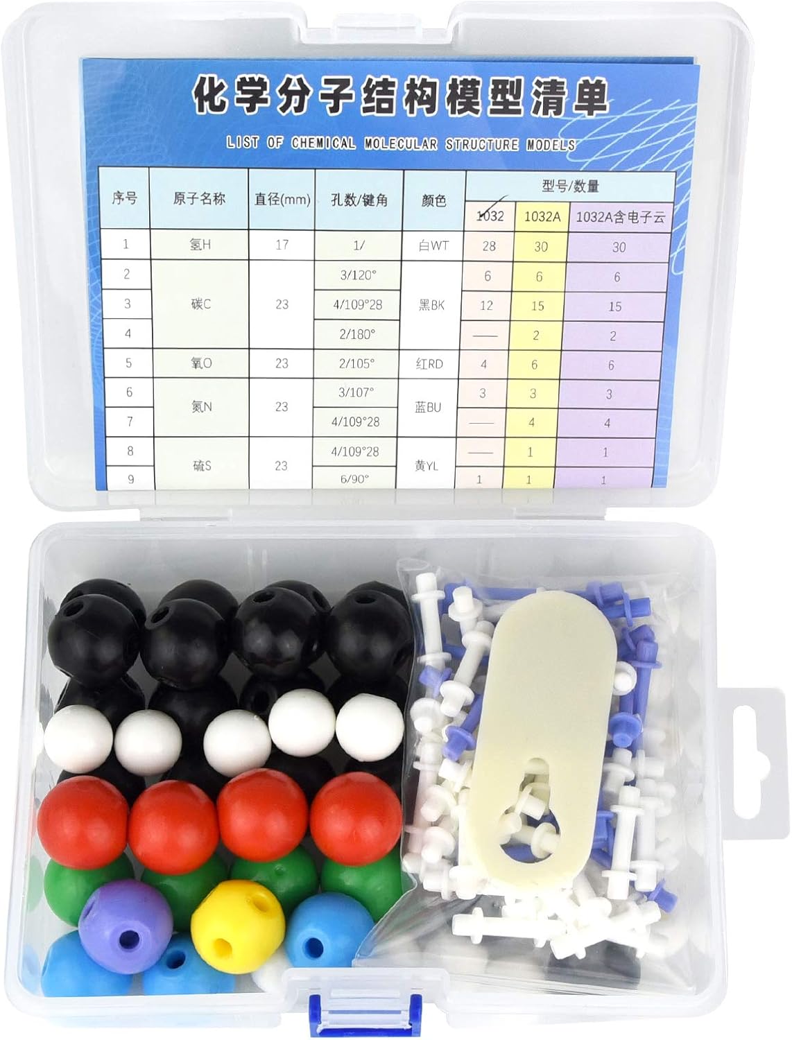 136pcs Organic Chemistry Molecular Model Set for Student and Teacher Inorganic & Organic Academic Chemistry Education 59 Atoms & 76 Links Bonds & 1 Link Atoms Remover