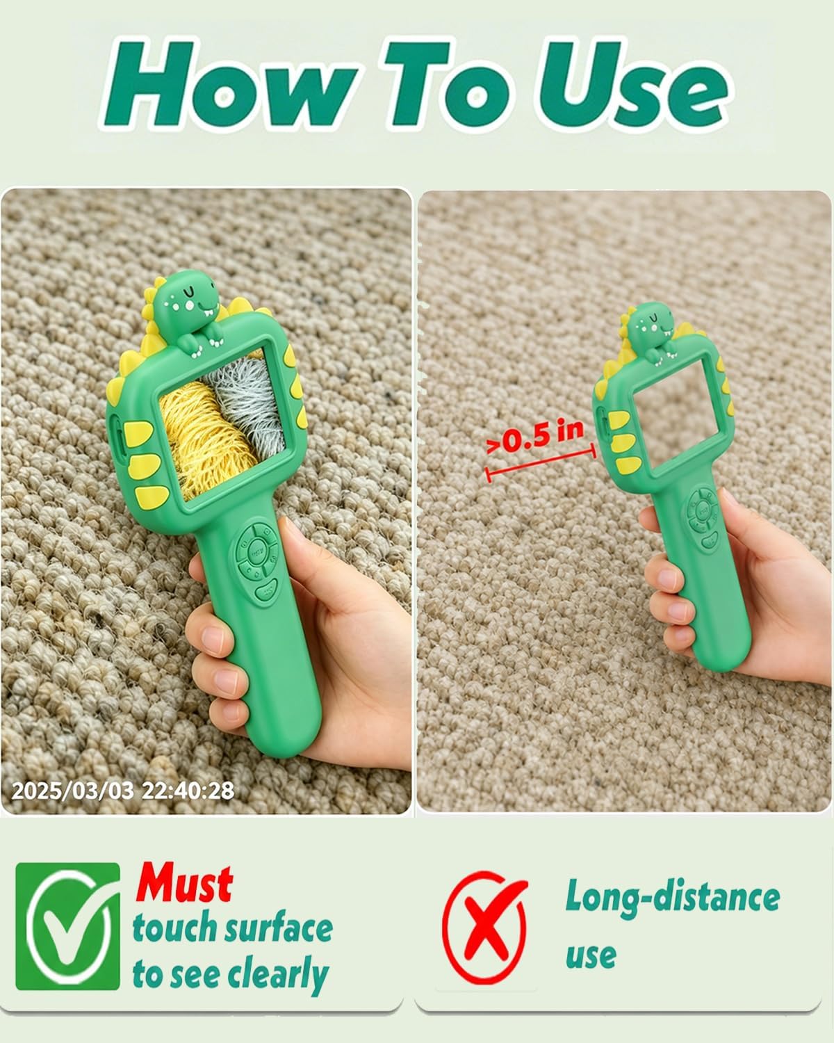 Microscope Camera for Kids Gifts Toys- Handheld Pocket Microscopes with 2.4" Screen and Autofocus - Mini Digital Educational Science Kit for Christmas Birthday for Age 3-5 5-7 8-12 Girls Boys (Green)