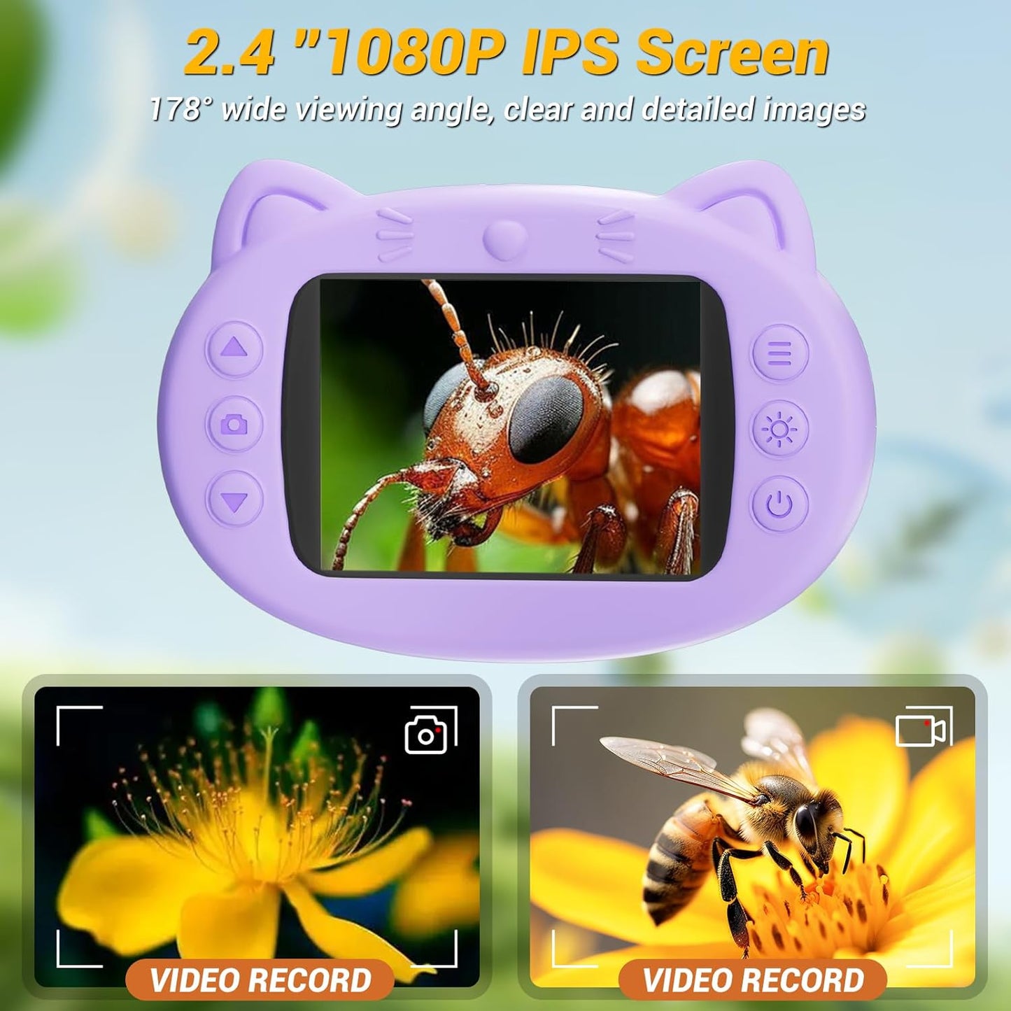 Kids Microscope: 1000X Handheld Pocket Microscope for Photo and Video Portable Science Kits STEM Toys – Christmas/Birthday Gifts for Girls & Boys Ages 3-12(Orange)