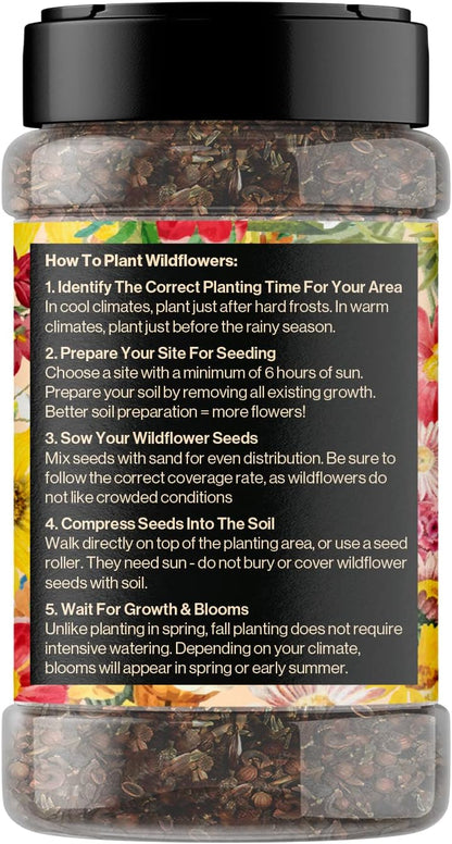 Mini Wildflower Seed Shaker - Save The Bees Seed Mix, by GevaGrow | 80,000+ Seeds | Pollinator & Bee Attracting Flower Seeds Bulk for Planting in Pots & Outdoor Gardens | 2 Ounce