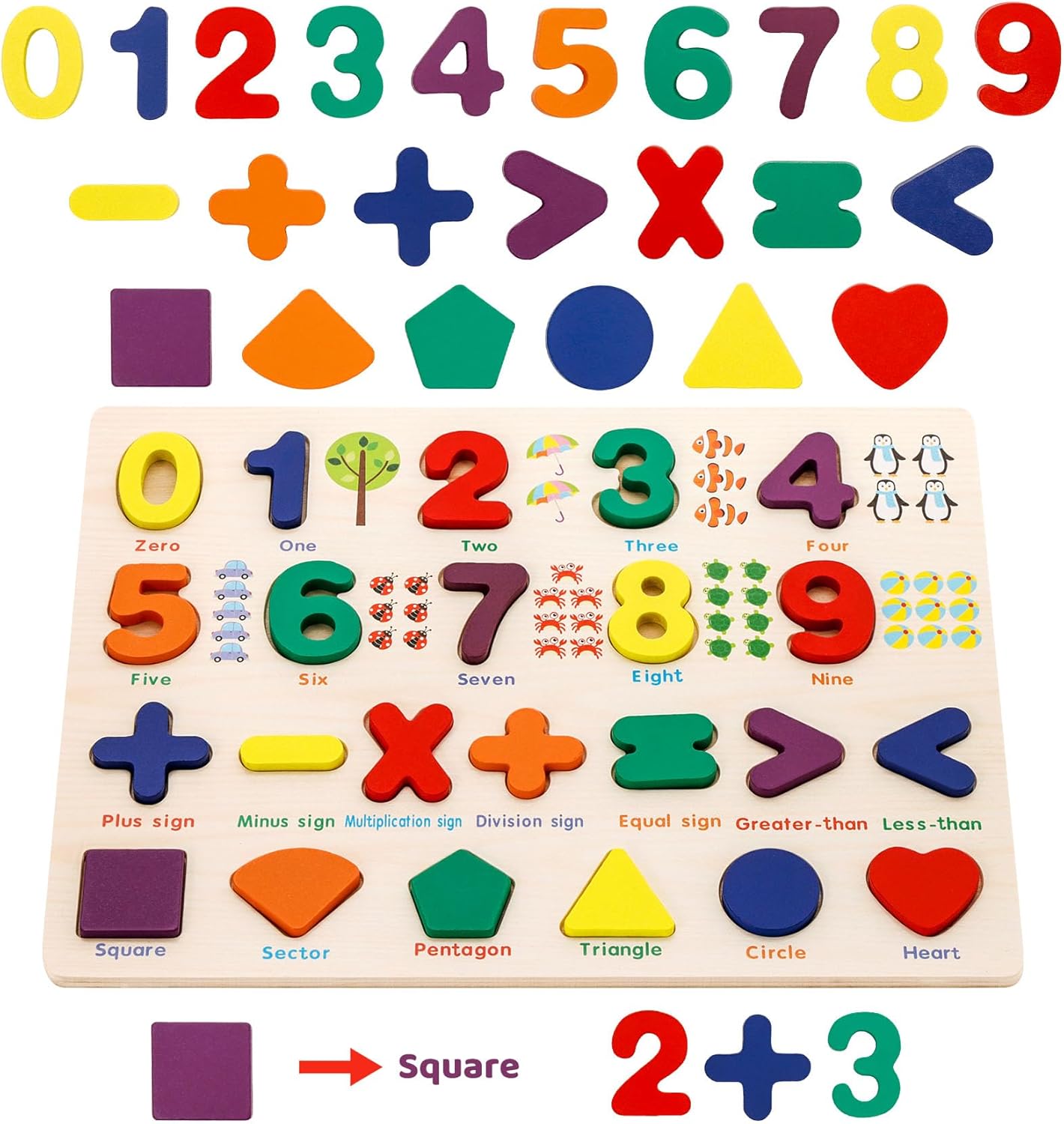 Attmu Wooden Puzzles for Toddlers, 6 Pcs Alphabet Puzzle ABC Shape Number Animal Farm Puzzle, Learning Toys for Kids, Preschool Educational Activities Toddler Gift Toys for Girls Boys Christmas Easter
