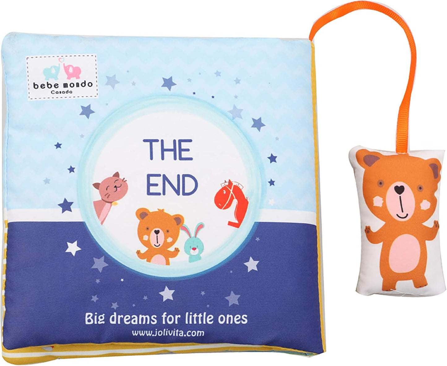 Bebe Mondo Teddy Bear Tummy Time Toy with Mirror, Soft Baby Book for 0-3-6-12 Months, Infant Sensory Developmental Toy, Shower Baby Gifts,Activity Quiet Cloth Book for Newborns,1-2 Year Old Book-Night