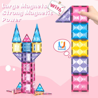 BENOKER Castle Magnetic Tiles, 3D Building Blocks STEM Educational Kids Toys for Pretend Play, 3 4 5 6 7 8 Year Old Birthday Gifts for Boys and Girls, Preschool Learning Toys for Christmas