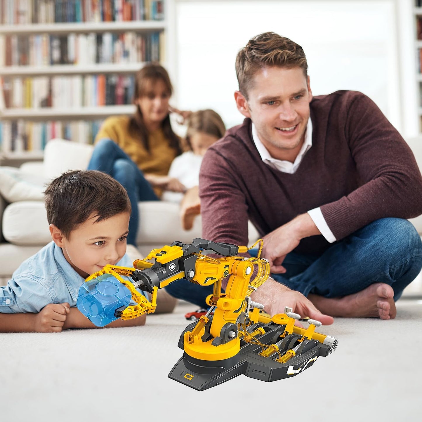 Hydraulic Robot Arm Kit STEM Building Projects Toy Science Kits 3 in 1 Children Hydraulic Mechanical Arm Toy Scientific Experiment for Kids Over 8 Years[Blue]