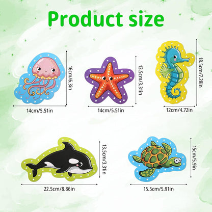 NQEUEPN 12pcs Lacing Cards for Kids, Double Sided Sea Animals Sewing Cards with 12 Colorful Laces Thickened Play and Learn Lacing Cards for Children Toddlers Developing Imagination Education Supplies