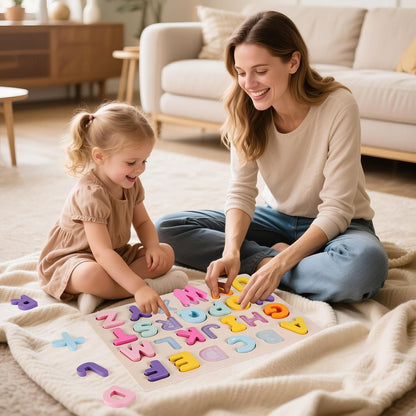 Alphabet Puzzles Wooden for Toddlers, ABC Learning Toys for Kids, Preschool Educational Activities for Girls and Boys