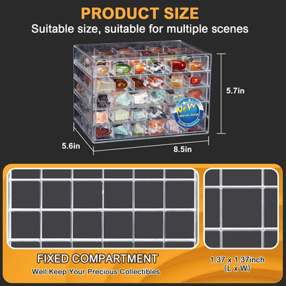 Rock Collection Box for Kids - Display Case for Collectibles - Storage and Display Shelf - Generation 2
