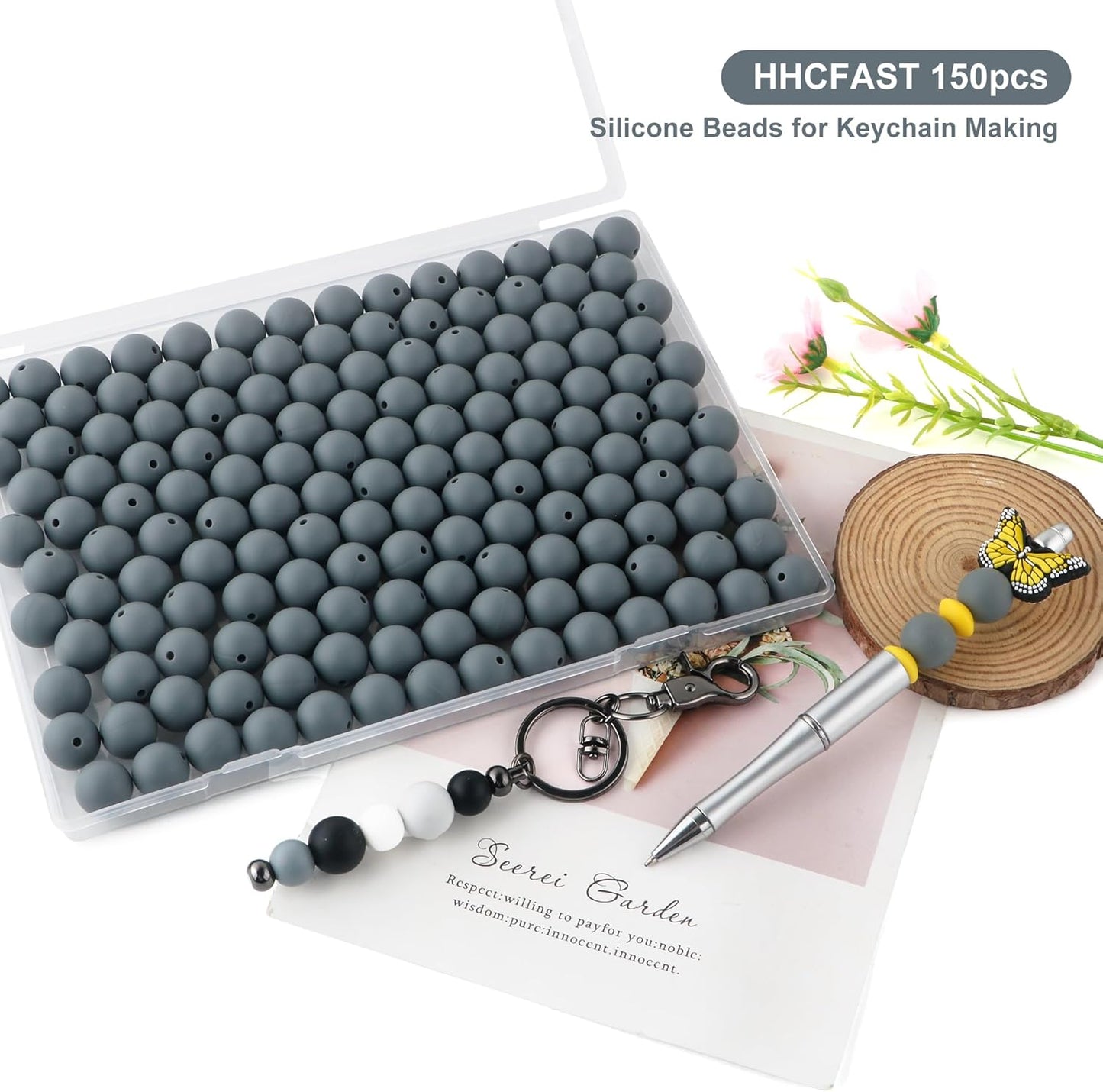 65Pcs 19mm Silicone Beads for Keychain Making Bracelet Necklace, Bulk Round Silicone Beads for Pens（Christmas Green） - Colors A
