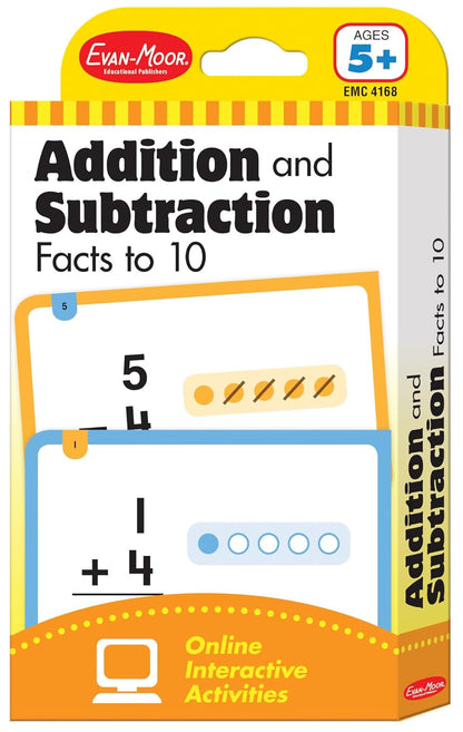 Evan-Moor® Learning Line Flashcards: Addition and Subtraction Facts to 10, Grade 1+ (Age 5+)