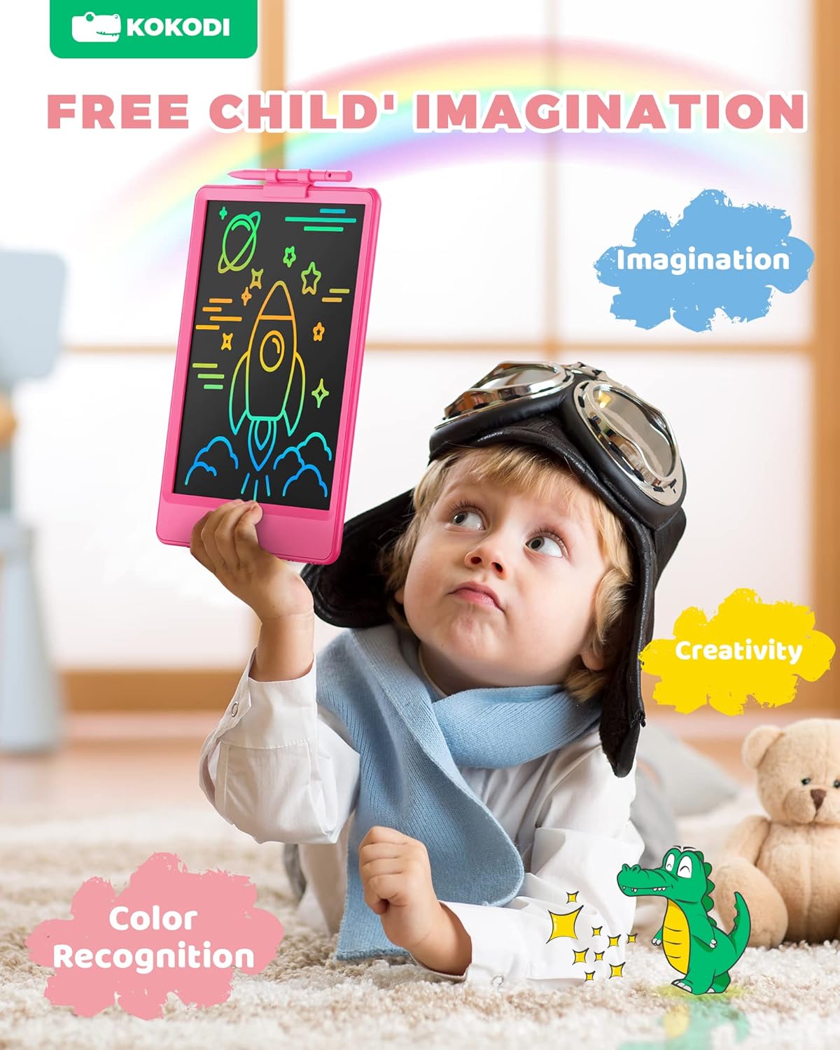 KOKODI LCD Writing Tablet 8.5-Inch Colorful Doodle Board, Electronic Drawing Tablet Drawing Pad for Kids, Educational and Learning Kids Toys Gifts for 3 4 5 6 7 8 Year Old Boys and Girls(Blue)