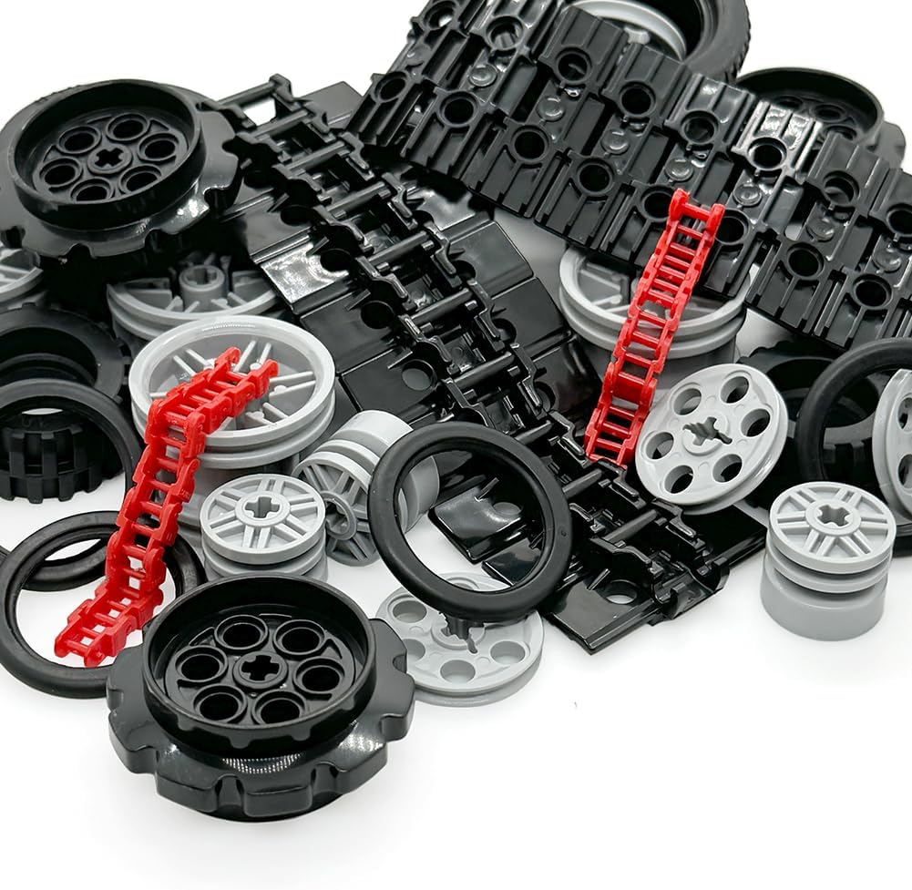 Miutrue Technical Parts Wheels Gears Building Blocks Accessories Pieces kit Construction Toys Set for Kids 6yrs+ Compatible with Major Brands