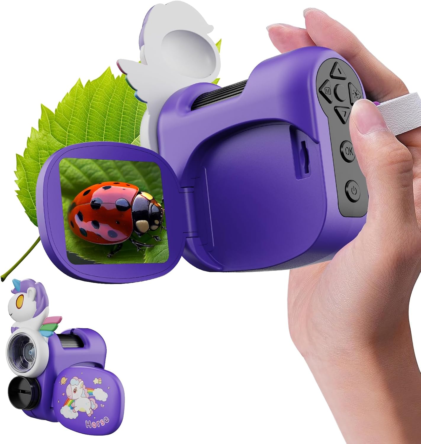 1600X Handheld Microscope for Kids 2" IPS Screen Kit Mini Pocket Digital Microscopes STEM Science with Slides Photo Video Rechargeable Portable Scope Gift for Ages 6-12 (Purple)