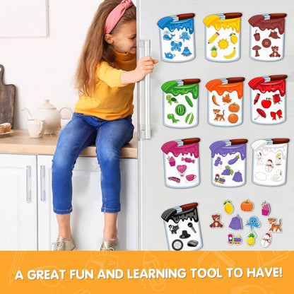 EAMAY Magnetic Color Sorting Set for Kids, Fridge Magnets for Toddlers 1-3, Preschool Circle Time Learning Center Activities, Matching Games Use on The Whiteboard