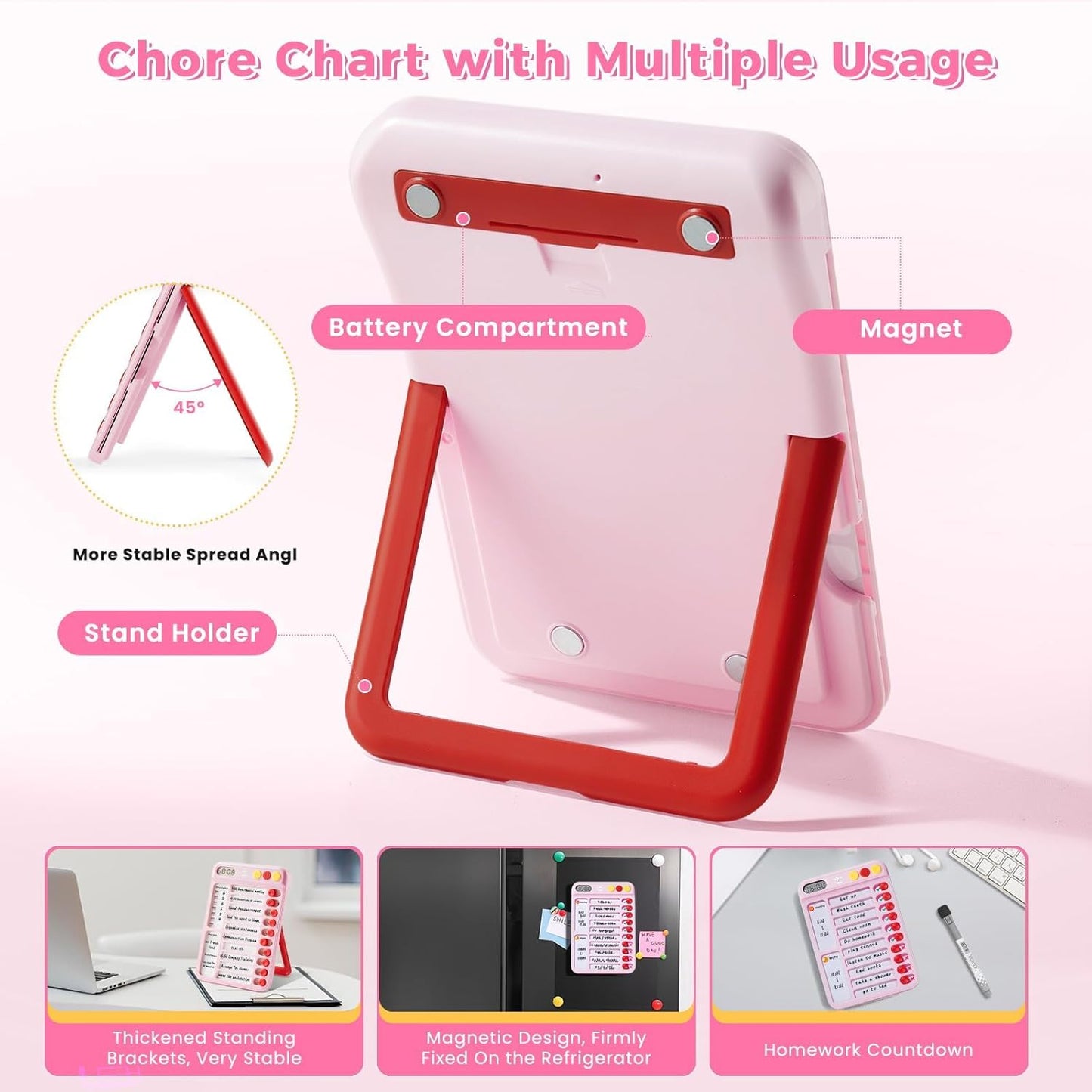 Magnetic Chore Chart for Kids, ADHD Tools for Kids to Do List Checklist Task Board Routine Chart Visual Schedule for Fridge with 10 Sliders and Magnetic Marker - White