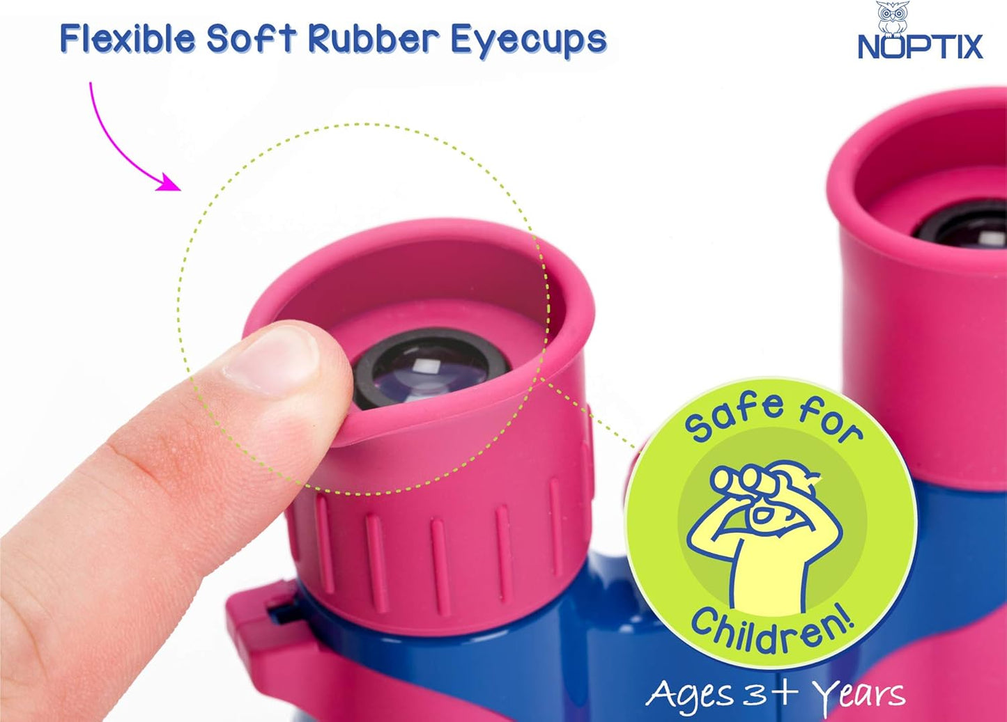 Binoculars for Kids, Girls or Boys Real Kids Binoculars in Vibrant Green Blue - Includes Sticker Book with 40 Bird Species - Small Toys for Toddlers