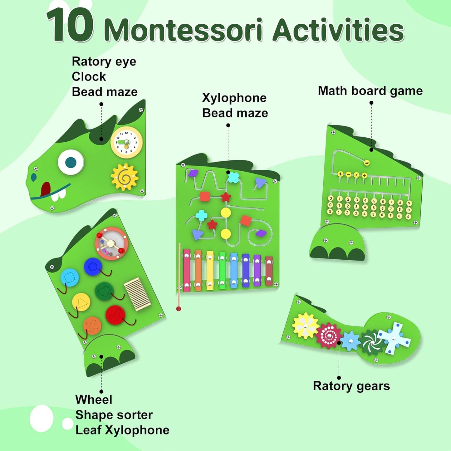 Rainbow Wall Busy Board for Kids: Wooden Montessori Activity Panel | 13-in-1 Sensory Learning Toys for Fine Motor Skills - Playroom & Nursery Essentials for Toddlers