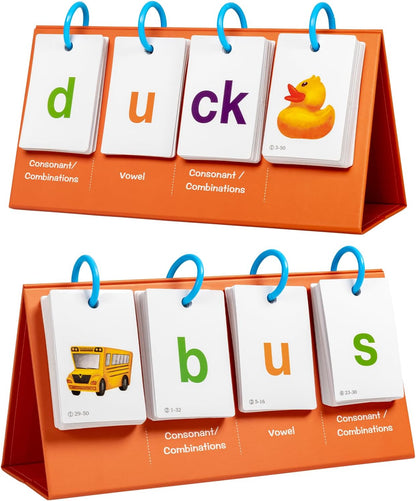 Alened Phonics Flash Cards for Kids 3-8, Sight Words Flash Cards for Kindergarten 1st 2nd 3rd Grade, CVC CVCC CCVC Word Builder, Homeschool & Classroom Phonics Learning Supplies