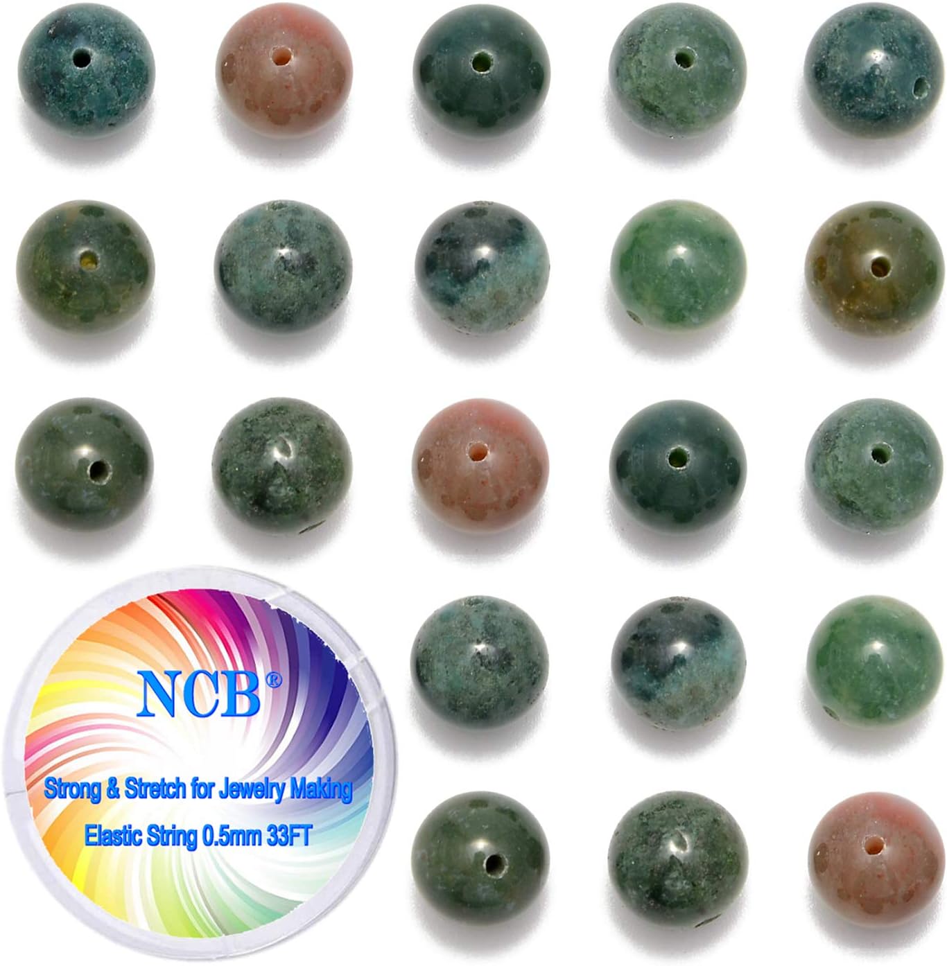 NCB 100pcs Original Natural Stone Beads Gemstone Round Loose Beads 6mm 8mm 10mm (Blue Aventurine, 6mm 100Beads) - Colors B