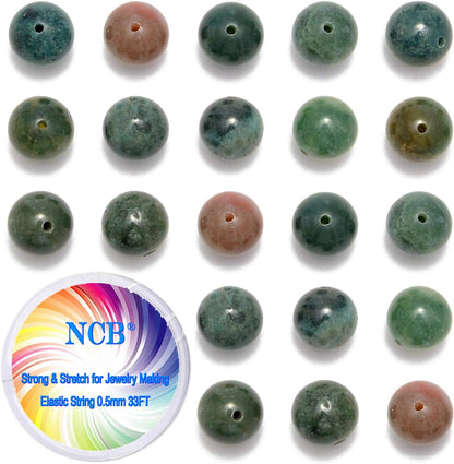 NCB 100pcs Original Natural Stone Beads Gemstone Round Loose Beads 6mm 8mm 10mm (Blue Aventurine, 6mm 100Beads) - Colors B