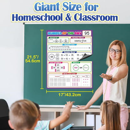 Aizweb Giant Magnetic Lined Notebook Paper,2 Dry Erase Sheets,Total Area 17" x 21.5",Handwriting Practice for Classroom Whiteboard,Chart Paper Teacher Must Have Homeschool Teaching Supplies