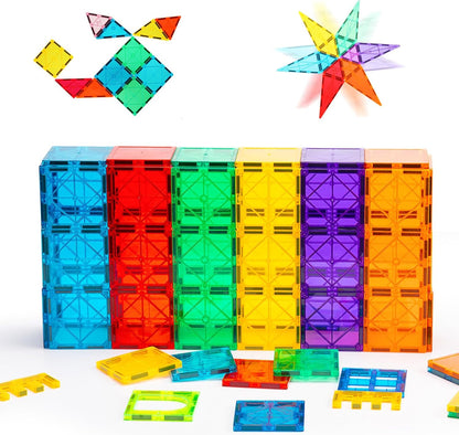 Gemmicc Magnetic Tiles, 126 PCS + Storage Case, STEM Building Blocks Magnet Toys for Kids,Educational Building Toy Stacking Blocks for Boys Girls,Huge Set with 2 Cars