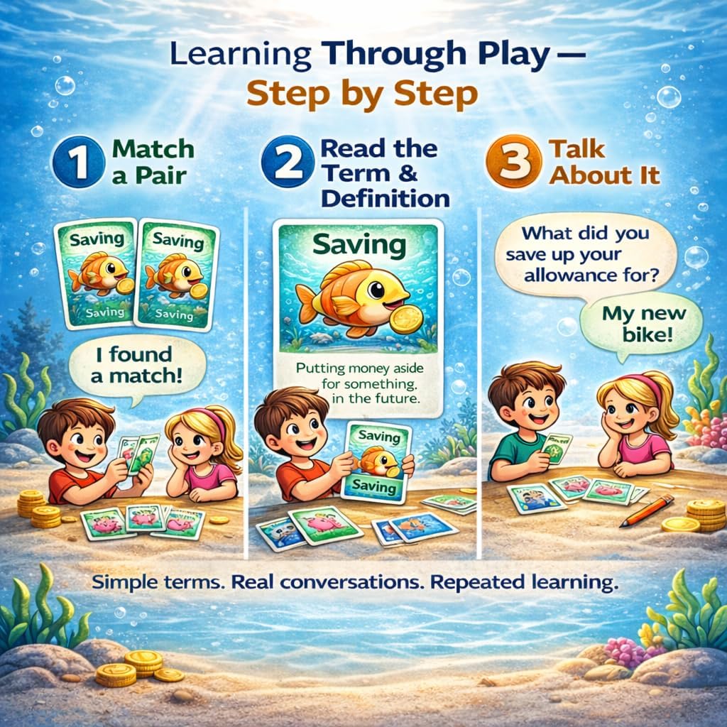 Finance Go Fish – 3-in-1 Financial Literacy Card Game for Kids Ages 5–12 | Go Fish, Memory & Old Maid | Educational Money Vocabulary Deck (Combo)