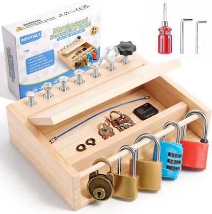 INIFEIDALA Kids Tool Set,Montessori Educational Toys for 3 4 5 Year Old,Montessori Screwdriver Board Set,Sensory Preschool Learning for Toddler Travel,Fine Motor Skills - STEM Toys