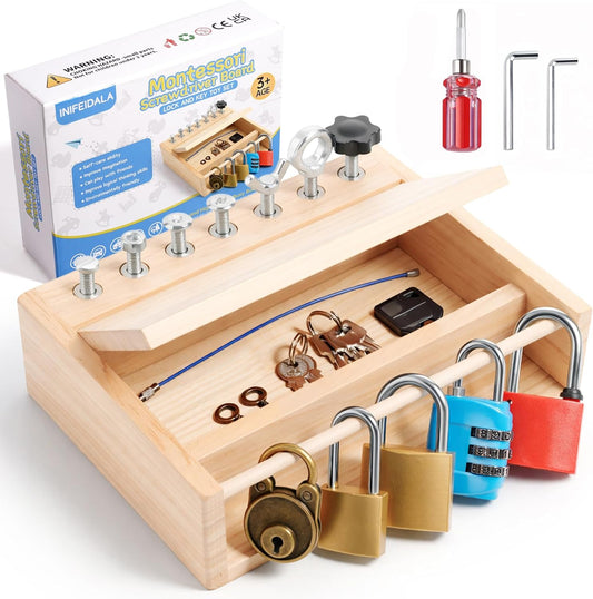 INIFEIDALA Kids Tool Set,Montessori Educational Toys for 3 4 5 Year Old,Montessori Screwdriver Board Set,Sensory Preschool Learning for Toddler Travel,Fine Motor Skills - STEM Toys