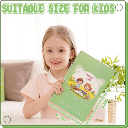 Reusable Grooved Handwriting Workbooks,Magic Copybook,Magic Writing Practice copy books, to help children improve their handwriting ink Practice Age 3-8 Calligraphy for kids(Animal edition)