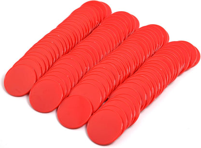 Smartdealspro 100pcs 32mm/1.26 Inch Opaque Plastic Learning Counters Disks Mini Poker Chips Game Tokens with Storage Box (Red)