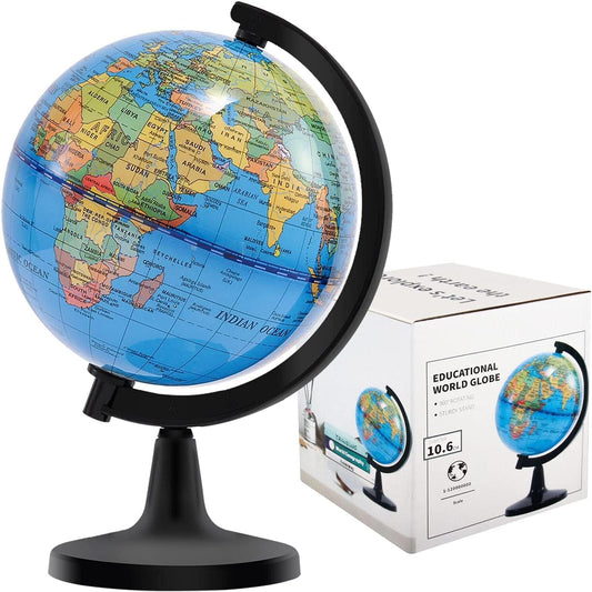 Wizdar 4'' World Globe for Kids Learning, Educational Rotating World Map Globes Mini Size Decorative Earth Children Globe for Classroom Geography Teaching, Desk and Office Decoration-4 inch