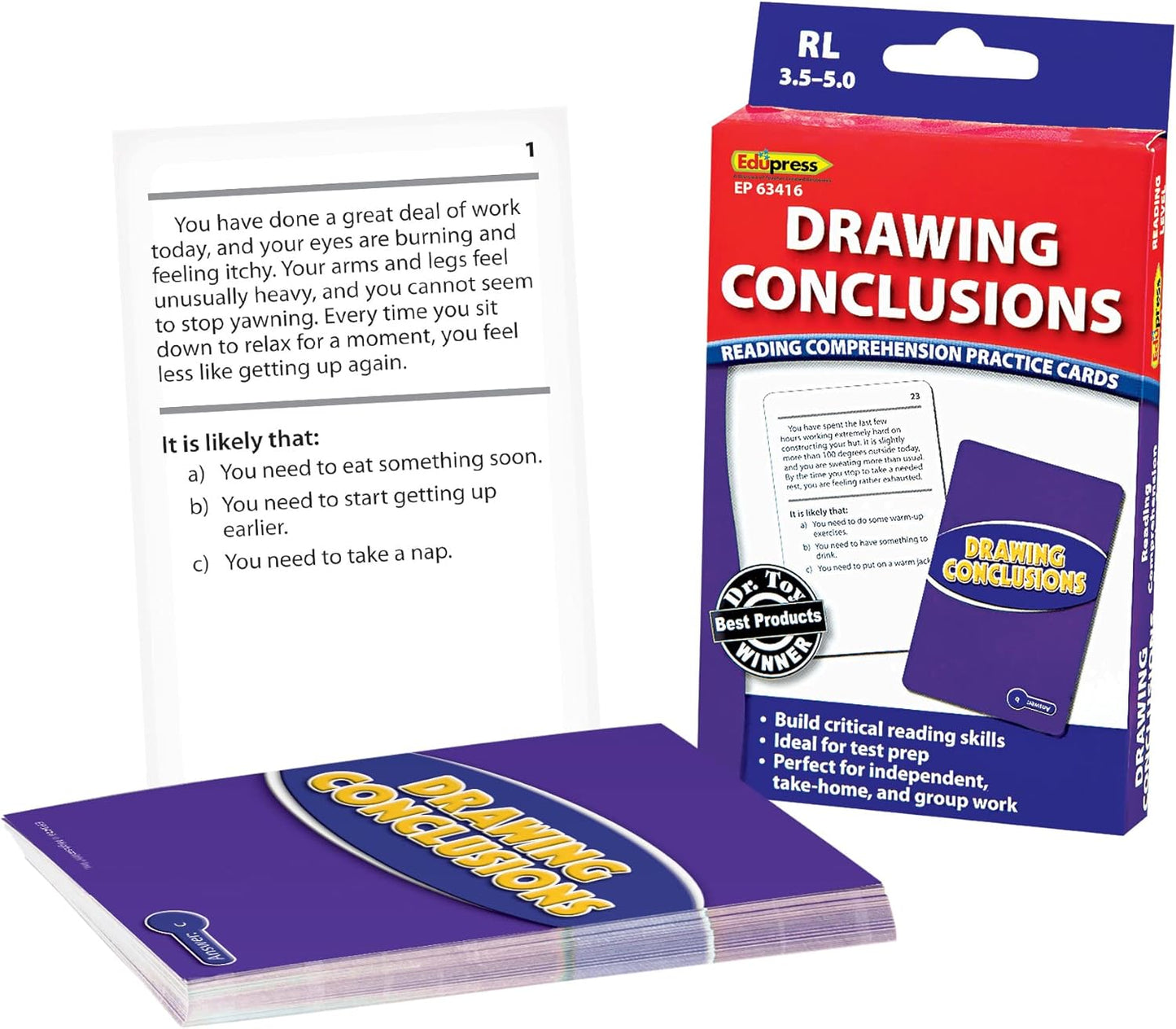 Edupress Reading Comprehension Practice Cards, Informational Text, Red Level (EP63437) Medium