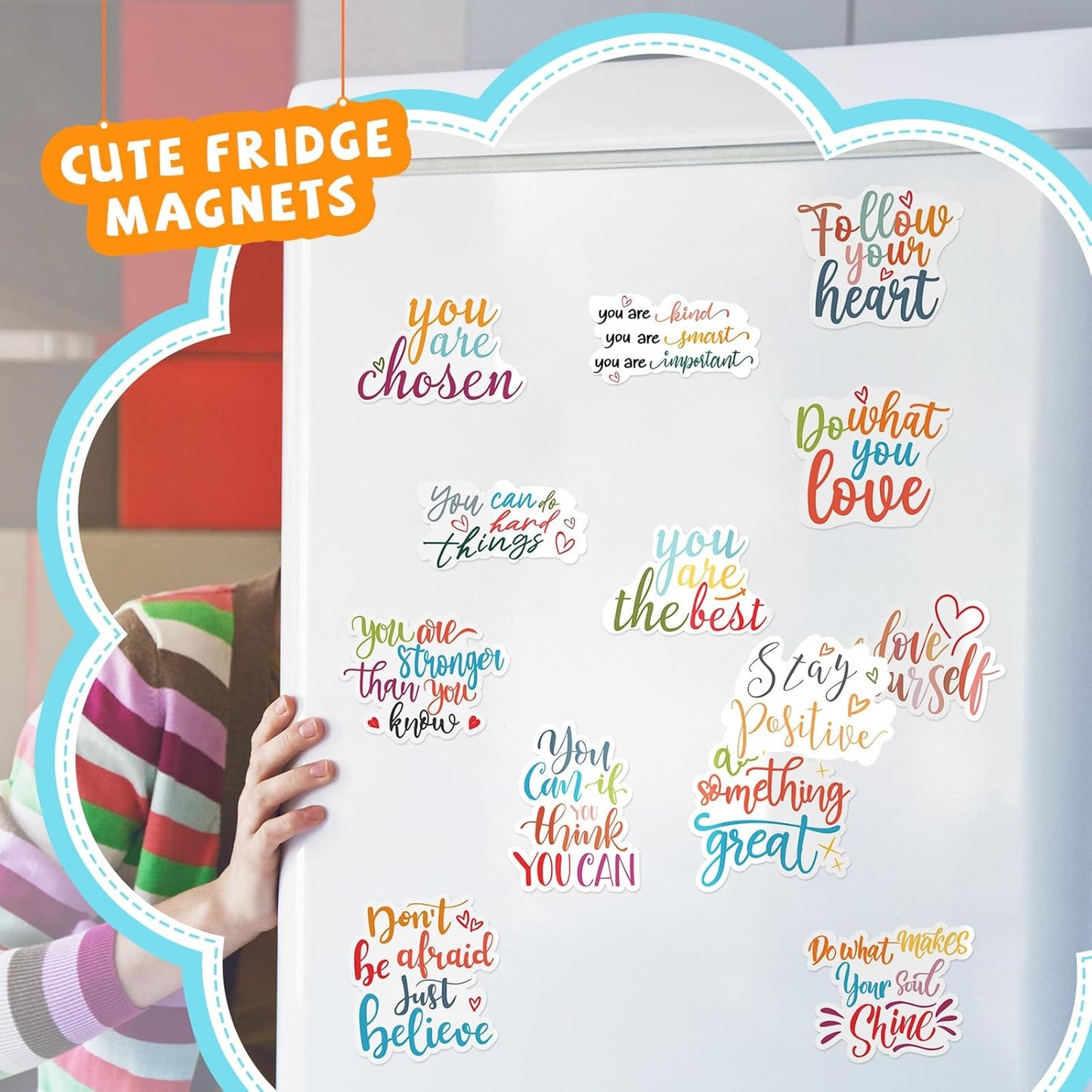 Sinmoe 36 Pieces Inspirational Fridge Magnets Locker Magnets for Girls Cute Motivational Quotes Refrigerator Decorations for Classroom Whiteboard School Car Office Accessories, 36 Styles