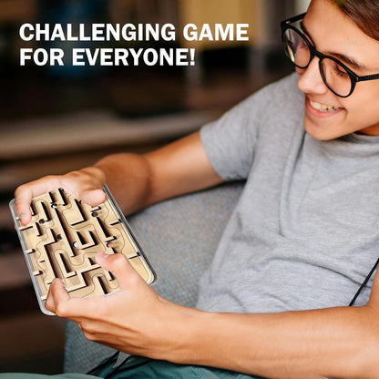 Handheld Fidget Puzzle Game for Kids and Adults - Challenging Wooden Labyrinth Marble Maze for Teen Boys - Fun Brain Teaser Puzzle Fidget Toys for Travel Stocking Stuffer Party Favor for Kids Ages 8+