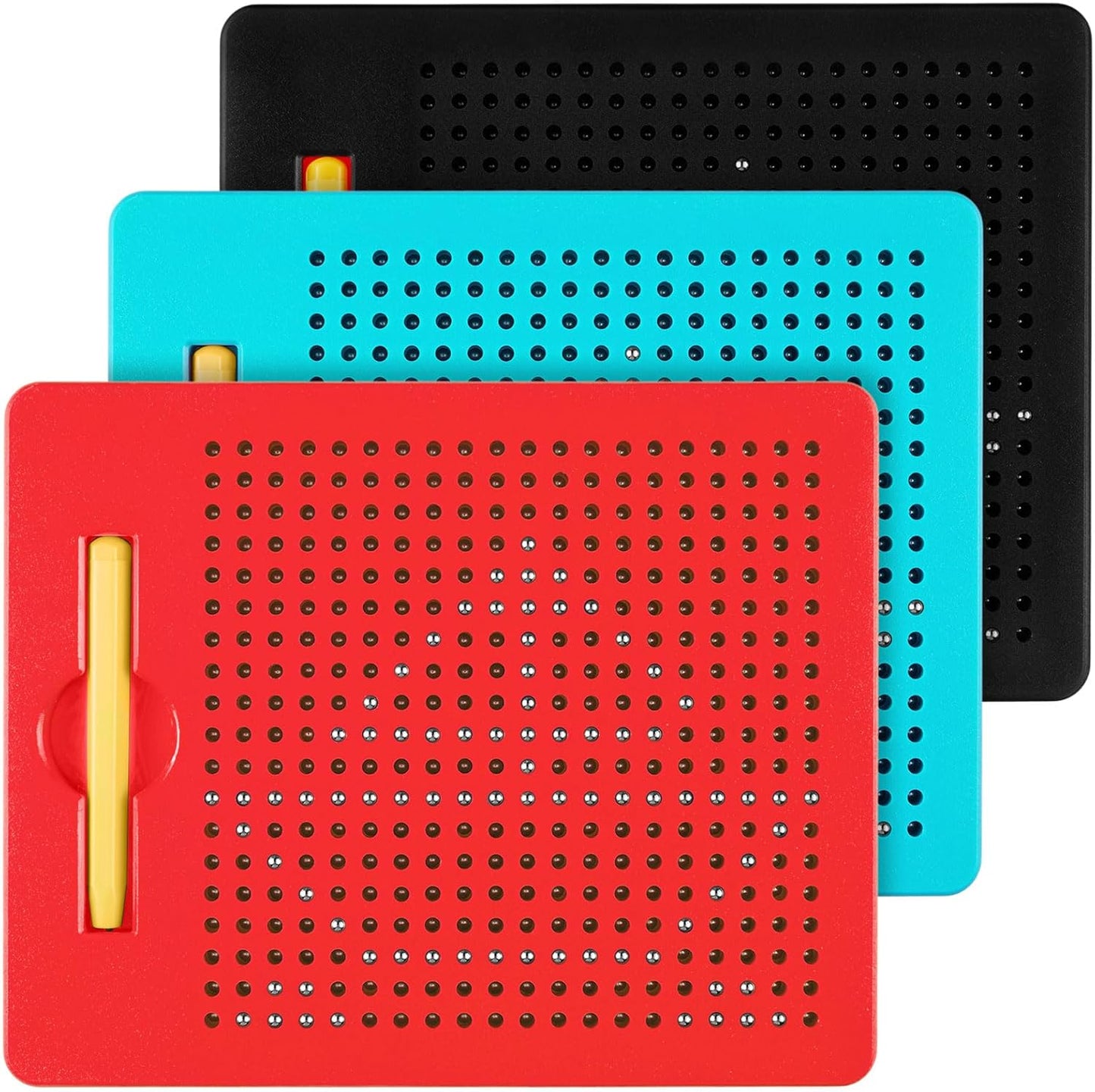Yexiya 3 Pcs Magnetic Drawing Board for Kids, Toddler Travel Drawing Kit Magnet Sketch Thread Board with Stylus Pen and Beads Toy for Child Quiet Time Activities (7 x 8.5 Inches,Blue)