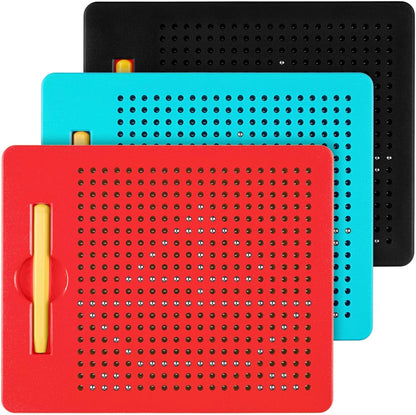 Yexiya 3 Pcs Magnetic Drawing Board for Kids, Toddler Travel Drawing Kit Magnet Sketch Thread Board with Stylus Pen and Beads Toy for Child Quiet Time Activities (7 x 8.5 Inches,Blue)