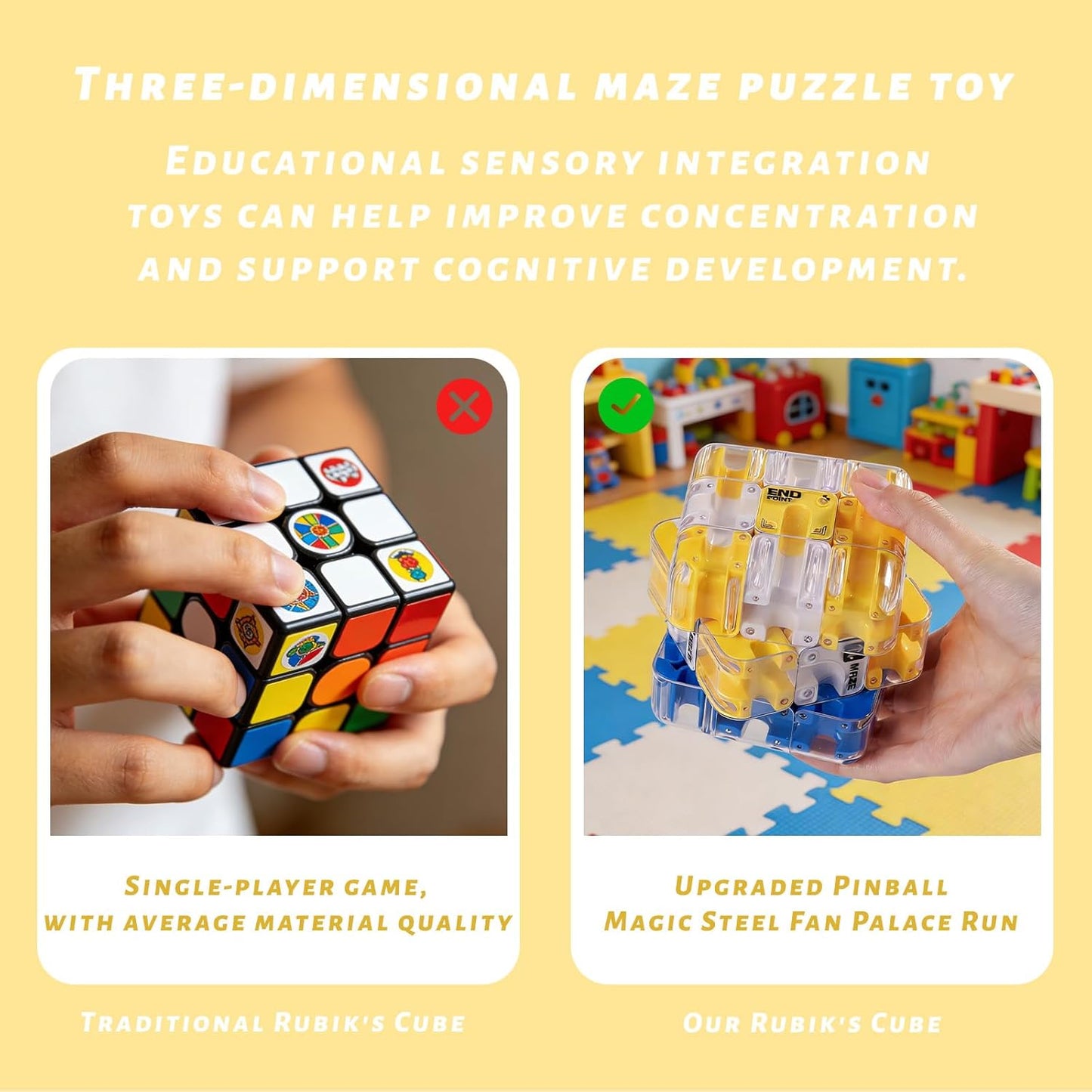 3D Cube Puzzle for Kids Color Matched Game Brain Teaser Game,Educational Learning Toys for Logical Thinking, Family Board Games, Durable Puzzle Cube Gift for Birthday and Holidays