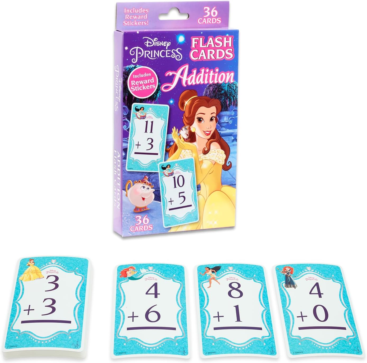 Disney Princess Math Games Set - Bundle with Addition and Subtraction Flash Cards for Boys, Girls | Disney Princess Learning Toys for Kids Ages 5-6
