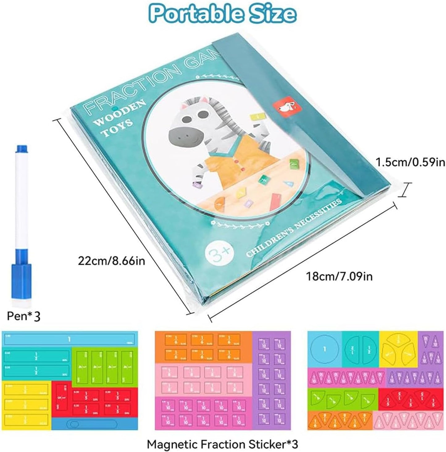 Magnetic Fraction Demonstration Book,Magnetic Fraction Book for Kids,Magnetic Fraction Tiles,Educational Puzzle Math Fraction Manipulatives for Child,Magnetic Fraction Disc Set
