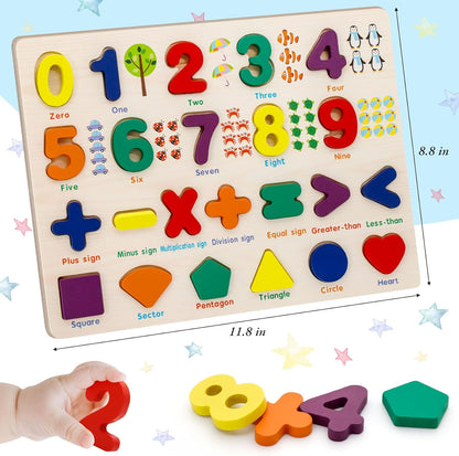 Shape Puzzles Wooden Puzzles for Toddlers, Peg Puzzle Educational Shape Sorter Toys Wooden Shape Board Puzzles, Preschool Learning Educational Toy for Baby Girls Boys