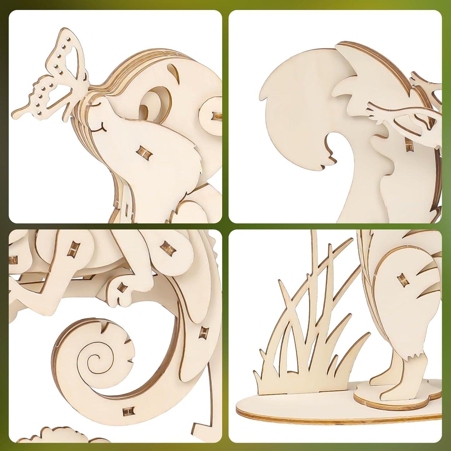 3D Wooden Puzzles for Kids, 8 Pcs Animal Assembly Model Wood Arts and Craft Puzzles Set, No-Glue DIY Delicate Pendant STEM Toys for Boys Girls Ages 6+, Educational Birthday Gift, Party Favors