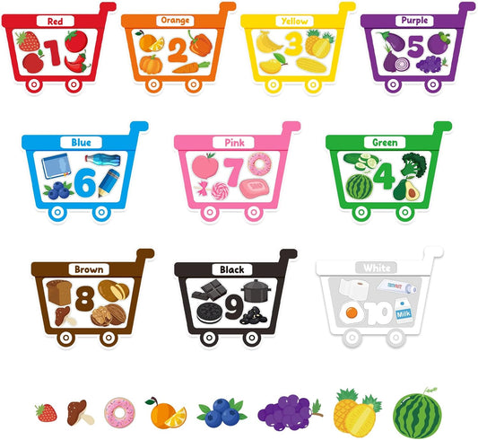 10Pcs Magnetic Color Sorting Toys 60 Toddler Magnets for Refrigerator, Cute Farm Animal Fridge Magnets for Early Education Toddler Color Sorting Learning Activities Boys Girls Gifts