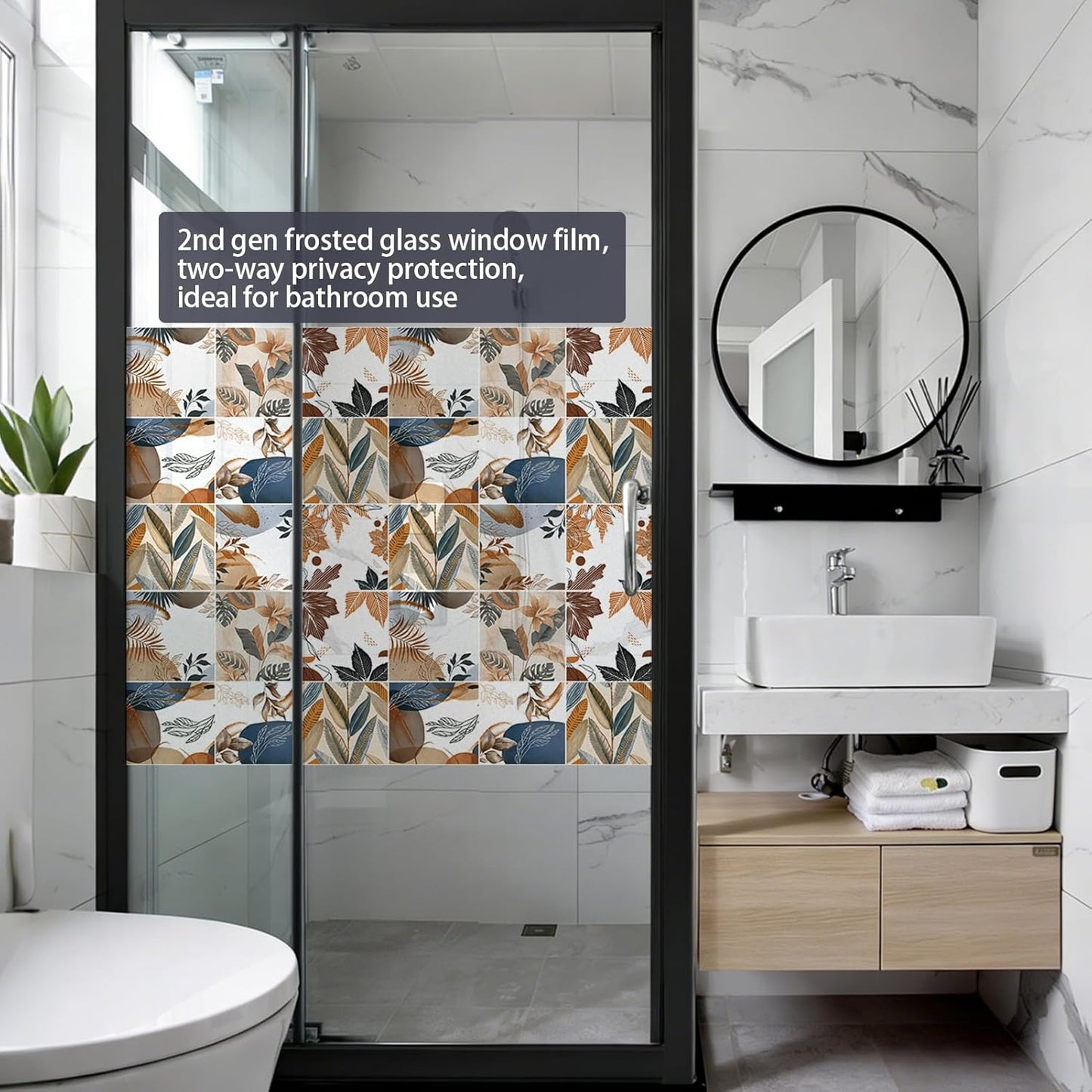 DKTIE Wooden Blinds Pattern Decorative Window Privacy Film, Sun Blocking Heat Control, Static Cling No Glue, with Installation Tools, Stained Glass Window Film (S531, 17.7" x 78.7")