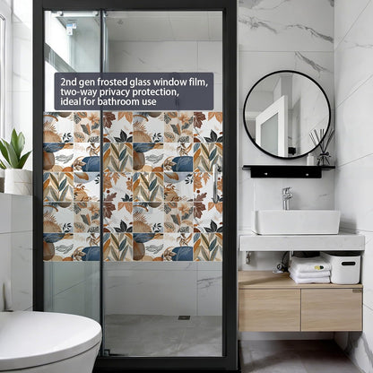 DKTIE Wooden Blinds Pattern Decorative Window Privacy Film, Sun Blocking Heat Control, Static Cling No Glue, with Installation Tools, Stained Glass Window Film (S531, 17.7" x 78.7")