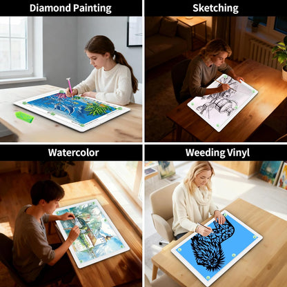 TOHETO Rechargeable A3 Light Pad for Diamond Painting, Ultra Bright Tracing Light Box for Drawing, Wireless Lightbox for Tracing and Drawing, Cordless Diamond Art Light Board for Sketching (Black)