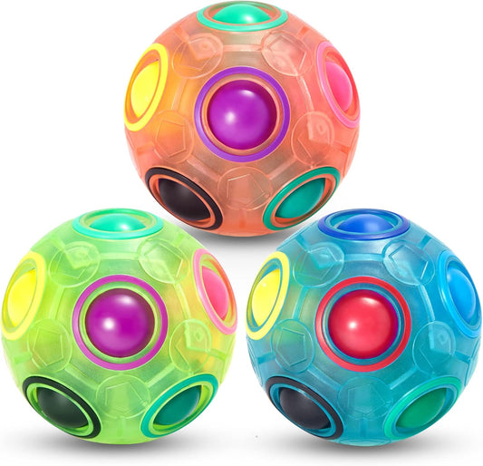 Vdealen Magic Rainbow Puzzle Ball, Fidget Ball Puzzle Brain Teaser Fidget Toy- Birthday Party Easter Valentines Day Christmas Stocking Stuffers for Kids Teen & Adults(Pink&Blue&Green)
