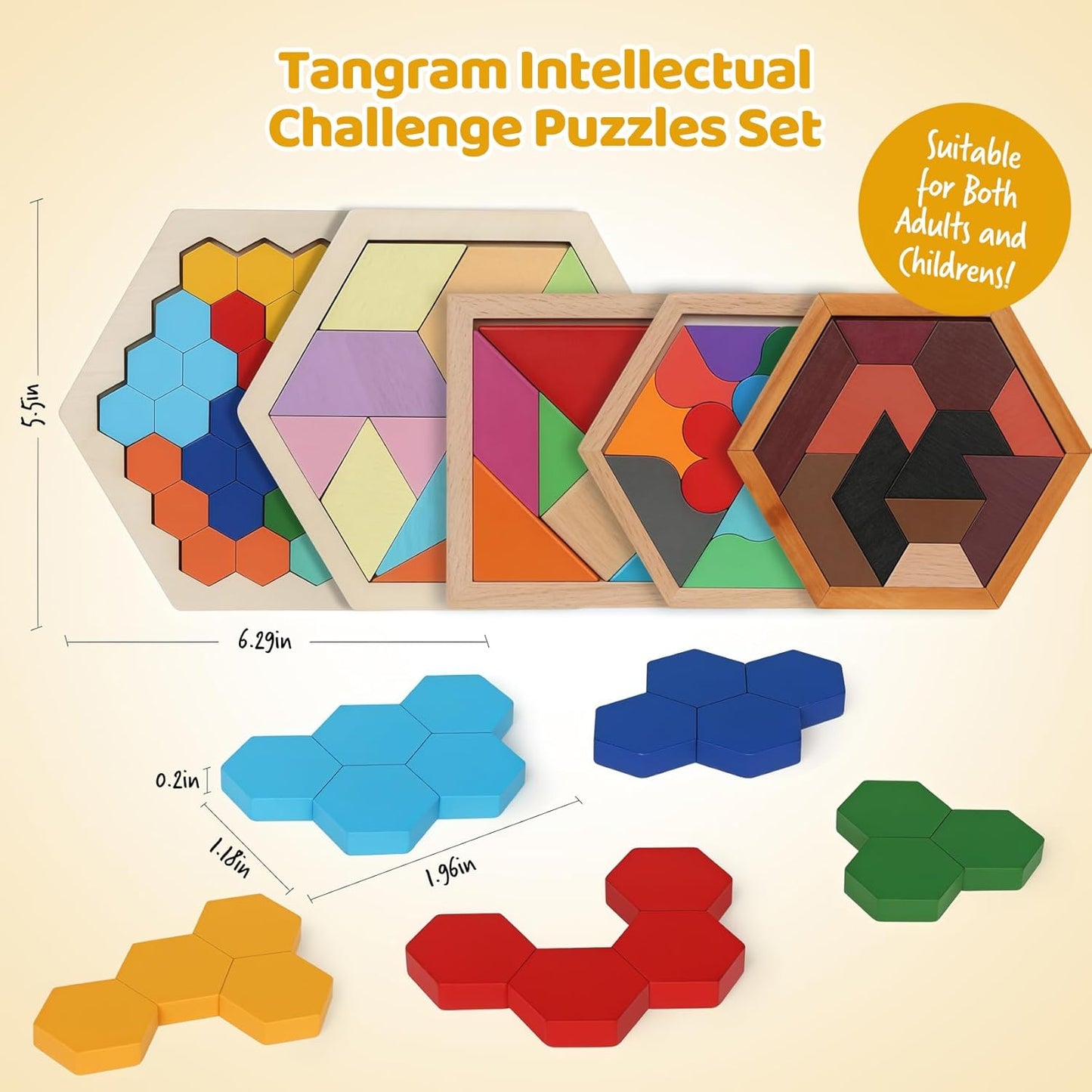 Wooden Puzzles Blocks Brain Teasers Logic Games for Classroom & Party Times,Jigsaw Puzzle Intelligence STEM Montessori Educatioanl IQ Toys Games for Kids Boys Girls Ages 3+ (3 Pack)